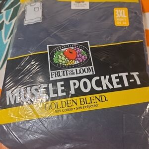 Vtg. 1998 Fruit Of The Loom Muscle Pocket Dark Blue  T-shirt Size  3 X Large